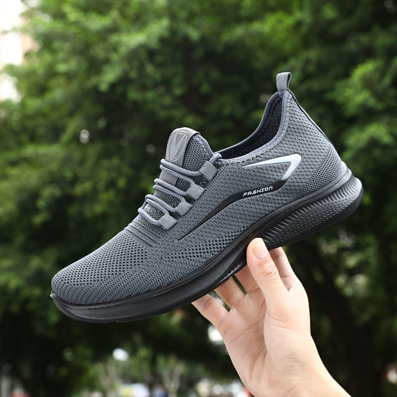 Men's Knit Breathable Lace-Up Running Shoes – Lightweight