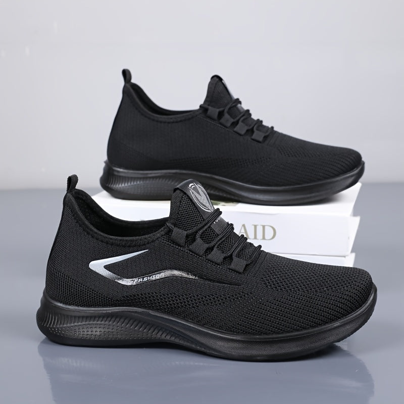 Men's Knit Breathable Lace-Up Running Shoes – Lightweight