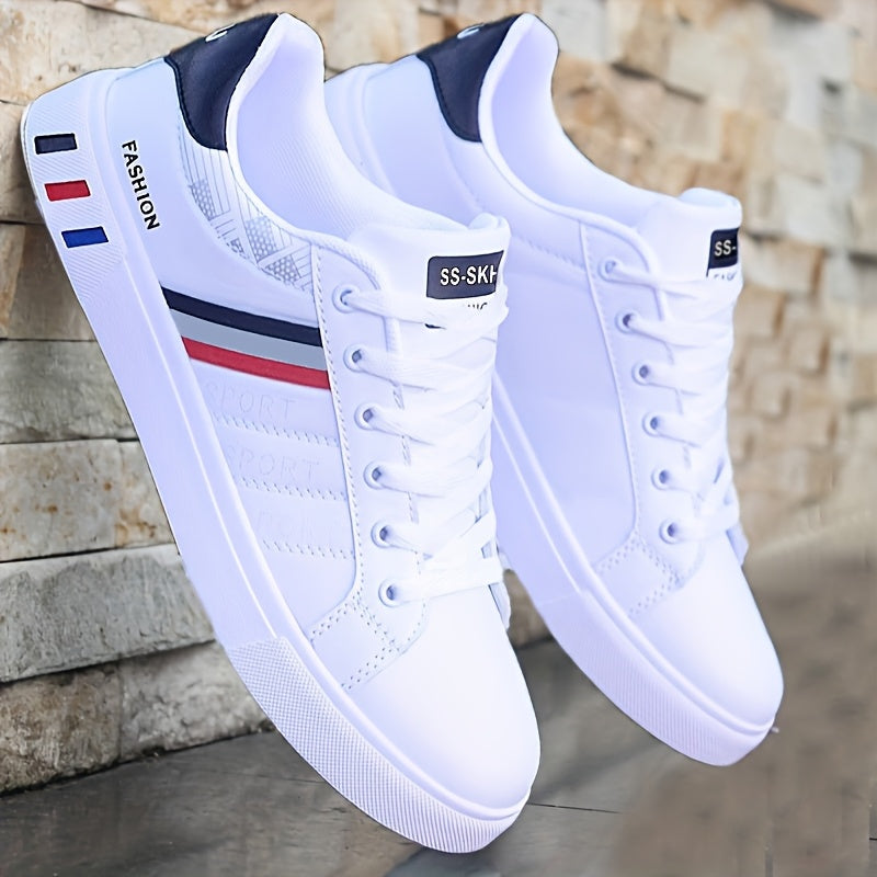 Men's Lace-Up Sneakers – Striped Design Skateboard Shoes