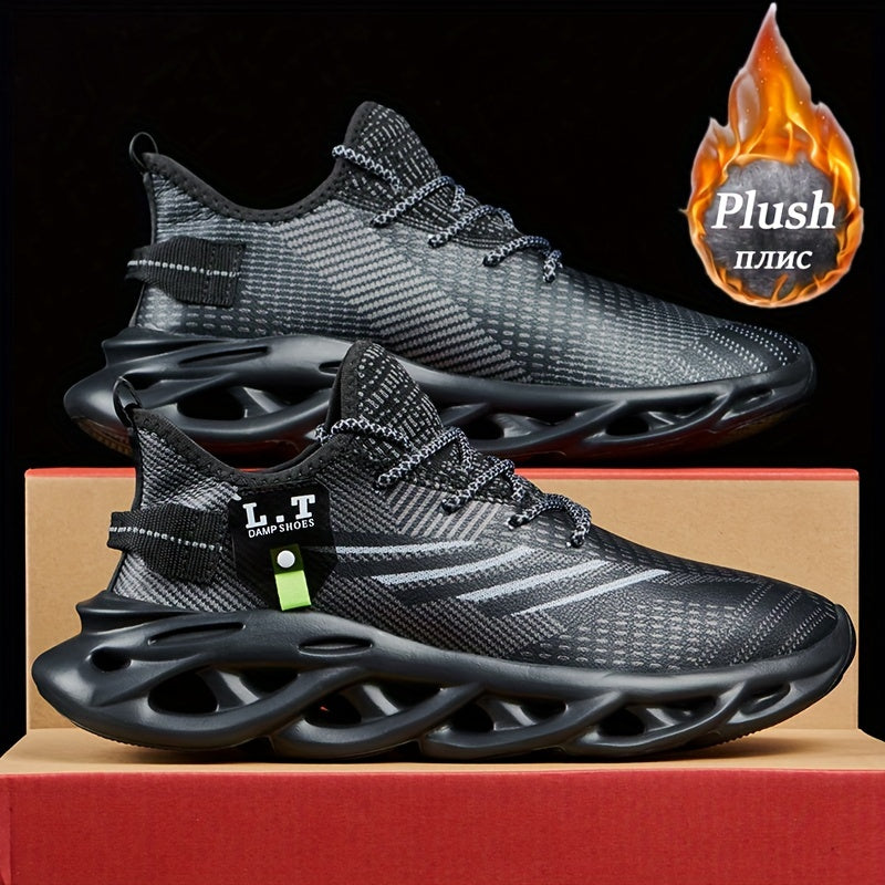 Men's Knit Breathable Lace-Up Running Shoes