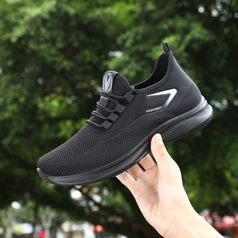 Men's Knit Breathable Lace-Up Running Shoes – Lightweight